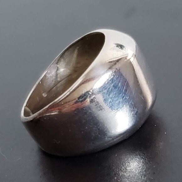 Contemporary 925 STERLING Silver Ring Geometric Fluid Liquid silver Unisex - Picture 1 of 13